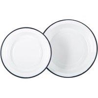 Argon Tableware 2 Piece White Enamel Deep Bowls Set Navy