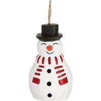 Sass & Belle Wooden Snowman Hanging Christmas Decoration in White