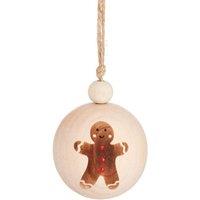 Sass & Belle Wooden Christmas Bauble Large Gingerbread Man in Light Brown