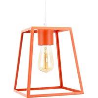 Happy Homewares Industrial Lantern Lamp Shade in Orange with Square Top & Bottom