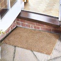 Marco Paul Tan Plain Coir Nonslip Doormat 60x90cm in Beige | Size: Medium