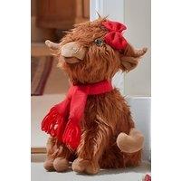 Marco Paul Large Highland Cow Soft Plush Christmas Decoration - Hairy Hattie in Brown
