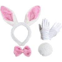 I Love Fancy Dress Pink Rabbit Set With Gloves in White