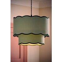ValueLights Sloane 35cm Two-Tier Scallop Edge Easy Fit Ceiling Lamp Shade & Bulb in Green