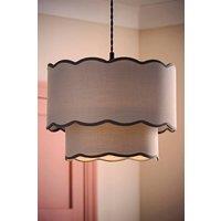 ValueLights Sloane 35cm Two-Tier Scallop Edge Easy Fit Ceiling Lamp Shade & Bulb in Mid Grey