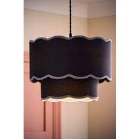 ValueLights Sloane 35cm Two-Tier Scallop Edge Easy Fit Ceiling Lamp Shade & Bulb in Dark Blue