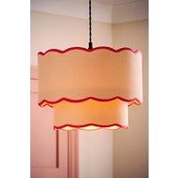 ValueLights Sloane 35cm Two-Tier Scallop Edge Easy Fit Ceiling Lamp Shade & Bulb in Pale Pink