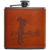 Selbrae House Leather Hip Flask - Golf in Brown