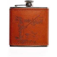 Selbrae House Leather Hip Flask - Fishing in Brown