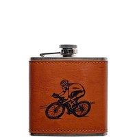 Selbrae House Leather Hip Flask - Cycling in Brown