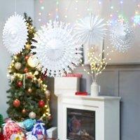 Kelvenix Pack of 12 Paper Snowflake Frozen Hanging Fan Decorations in White | Size: 1 Pack