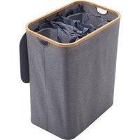 Living and Home 140L 3 Sections Laundry Basket with Lid in Grey