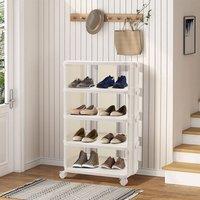 Living and Home 5-Tier Rolling Shoe Rack Storage Cabinet in Cream