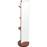 Living and Home 360 Rotating Full-Length Mirror with Coat Rack in Walnut