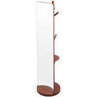 Living and Home 360 Rotating Full-Length Mirror with Coat Rack in Walnut