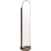 Living and Home Rotating Full-Length Mirror with Magazine Rack in Walnut
