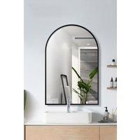 Living and Home 50x 70cm Modern Arched Metal Frame Bathroom Wall Mirror in Black | Size: 50x 70 cm