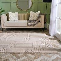 OHS Tufted Arches Rug Soft Floor Carpet Non Slip Hallway Area Mat in Light Brown | Size: 120 cm x 170 cm