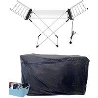 Groundlevel Extra Large 20 Bar Heated Electric Winged Clothes Airer with Timer in Silver