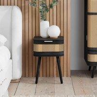 Birlea Rattan Bedside Cabinet 1 Drawer Sark Nightstand Side Table in Black