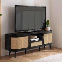 Birlea Rattan TV Entertainment Unit Curved Cabinet Sark in Black