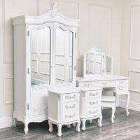 Melody Maison Large Double Wardrobe, Dressing Table Set & Pair Of 3 Drawer Bedside Tables - Pays Blanc Range in White