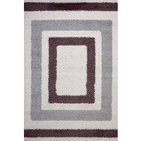 THE RUGS Moodi Border Design Shaggy Soft High Pile Living Room Rug & Runner in Purple | Size: 120 cm x 170 cm