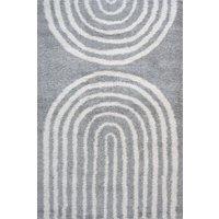 THE RUGS Moodi Rainbow Design Shaggy Soft High Pile Living Room Rug Runner in Grey | Size: 200 cm x 290 cm