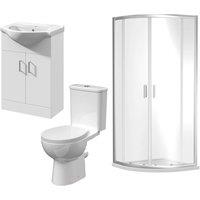 Balterley Bathroom Suite 900mm Quadrant Enclosure, Tray, Vanity Basin, Toilet in White