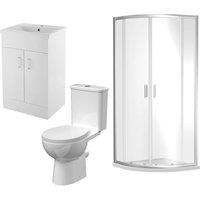 Balterley Bathroom Suite 900mm Quadrant Enclosure, Tray, Vanity Basin, Toilet in White