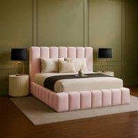 Desire Deco Plush Velvet Upholstered Daisy Bed Frame, Double King Super King in Pink | Size: Single