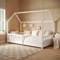 Flair Explorer Wooden Playhouse Bed with Rails in White | Size: Single