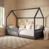 Flair Explorer Wooden Playhouse Bed with Rails in Grey | Size: Single