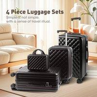 Alivio 4Pc Hard Shell Suitcase ABS Luggage Travel Trolley with Telescopic Handle & TSA Lock in Black