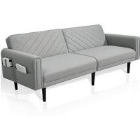 Alivio 3-in-1 Convertible Velvet Sofa Bed with Adjustable Futon Couch in Grey