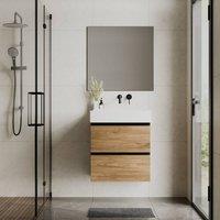 Banyetti Akiro 600mm WallHung Vanity with Veneto 0 TH Basin-Walnut in Light Brown