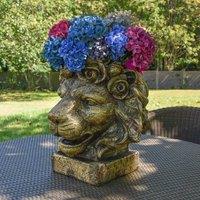 Madison & Mayfair Large Antique Lion Head Planter in Grey