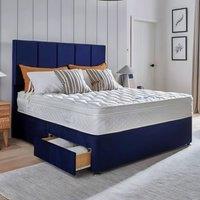 PARADISE BEDS LTD Luxe Divan Bed Set with storage drawers, Mattress & Headboard in Dark Blue | Size: Single