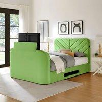 PARADISE BEDS LTD Royal View Velvet Upholstered Smart TV Bed Set - Plush Velvet in Black | Size: Super King