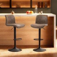 HOMCOM Barstools Set of 2, Dining Stools with Backrest & Footrest in Brown