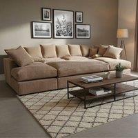 SNUG FURNITURE BIRMINGHAM LTD Large Fibre Seat U-Shaped Double Sofa with Extra-Wide Footstool in Medium Beige