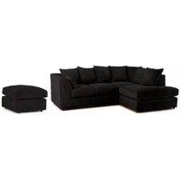 SNUG FURNITURE BIRMINGHAM LTD Jumbo Cord Right Hand Corner Sofa With FREE Footstool in Black