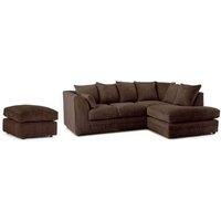 SNUG FURNITURE BIRMINGHAM LTD Jumbo Cord Right Hand Corner Sofa With FREE Footstool in Chocolate
