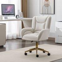 Direct Wicker Velvet Fabric Material Adjustable Height Swivel Home Office Chair in Ivory | Size: 1 Pack