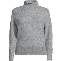 Lands' End Women's Petite Soft Touch Button Cuff Jumper in Grey | Size: 8
