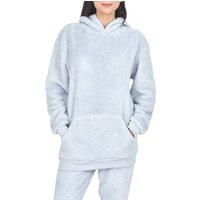Smart Living Women's Cozy & Chic Teddy Fleece Hoodie in Baby Blue | Size: Medium
