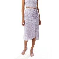 Liquorish Women's Floral Midi Skirt in Lilac in Purple | Size: 8