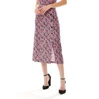 Liquorish Women's Mixed Animal Print Midi Skirt in Purple | Size: 12