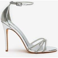 Where's That From Women's 'Quinley' Embellished Strappy Stiletto Heels in Silver | Size: 6