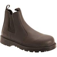Grafters Men's Grinder Safety Twin Gusset Leather Dealer Boots in Brown | Size: 16